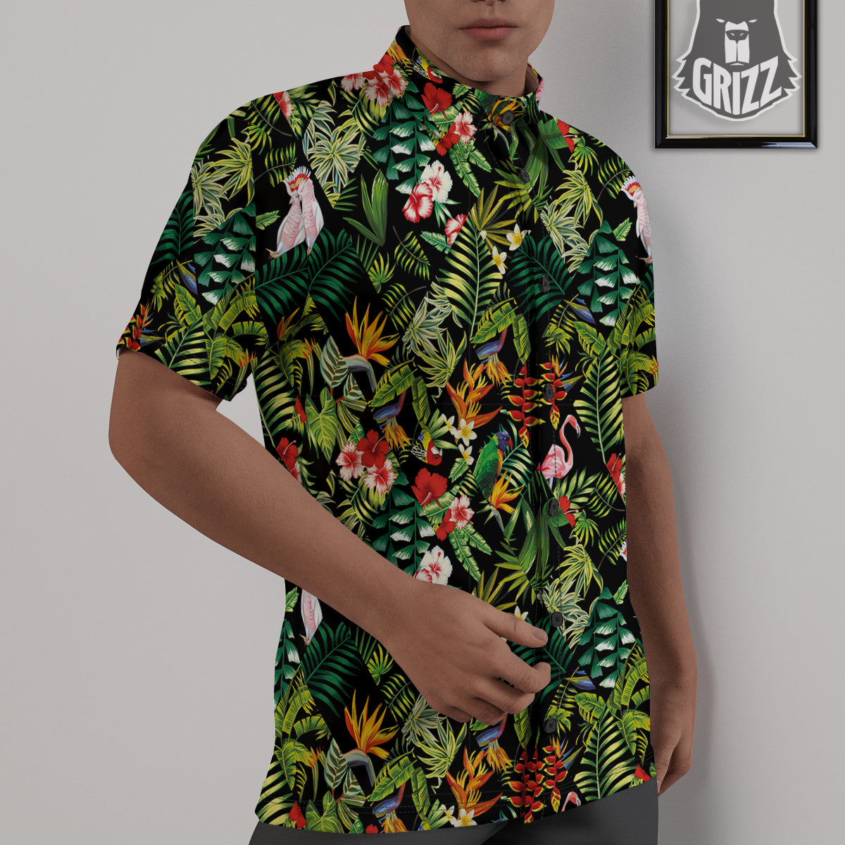 Patchwork Tropical Print Pattern Untucked Shirts-grizzshop