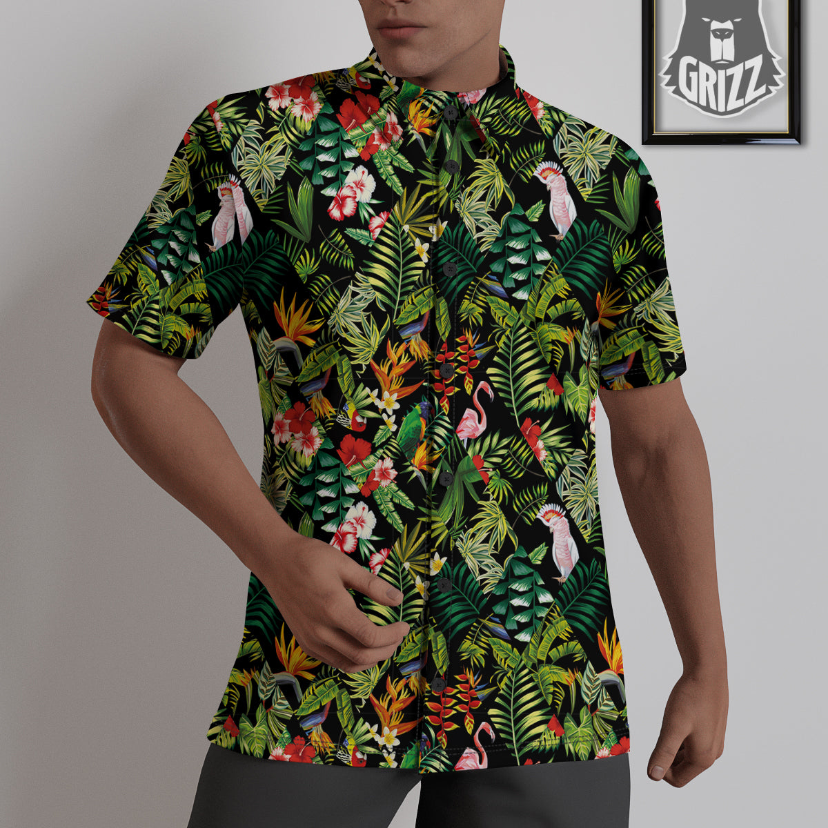 Patchwork Tropical Print Pattern Untucked Shirts-grizzshop