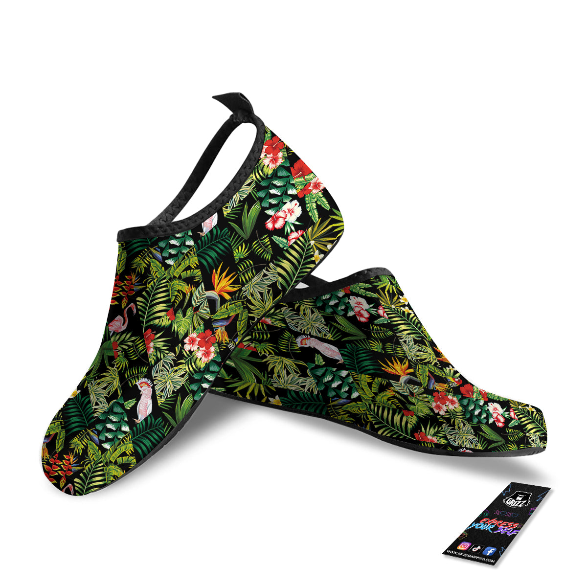 Patchwork Tropical Print Pattern Water Shoes-grizzshop