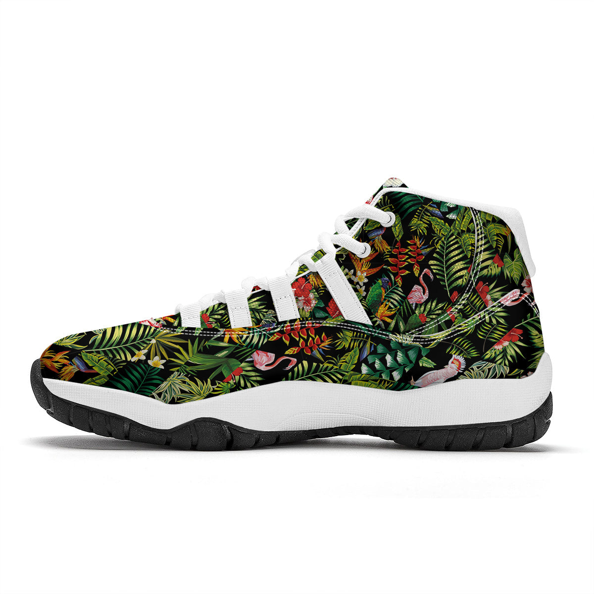 Patchwork Tropical Print Pattern White Bball Shoes-grizzshop