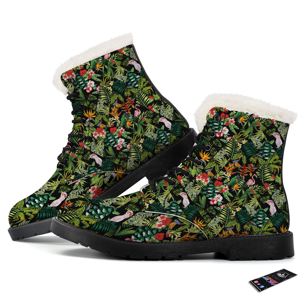 Patchwork Tropical Print Pattern Winter Boots-grizzshop