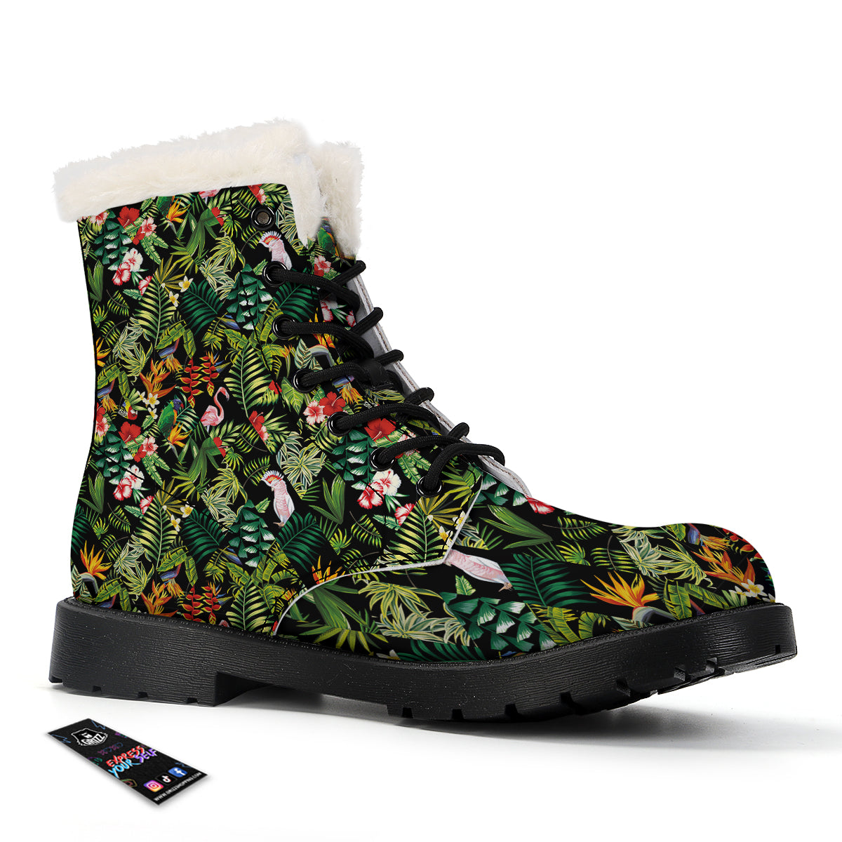 Patchwork Tropical Print Pattern Winter Boots-grizzshop