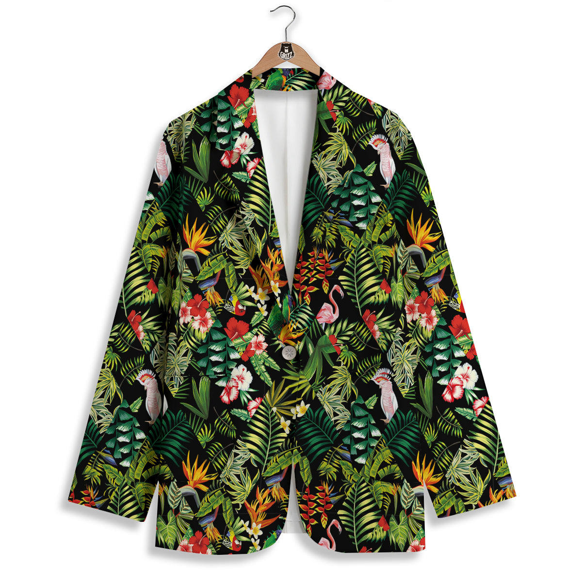 Patchwork Tropical Print Pattern Women's Blazer-grizzshop