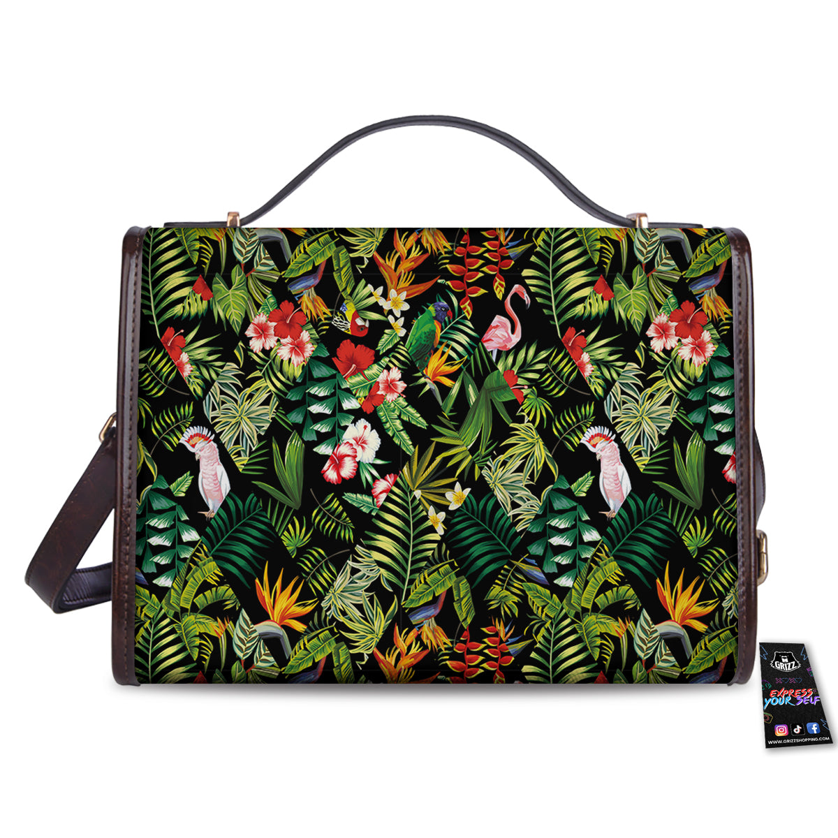 Patchwork Tropical Print Pattern Women's Satchel Bag-grizzshop