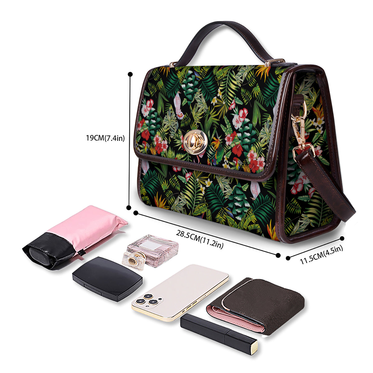 Patchwork Tropical Print Pattern Women's Satchel Bag-grizzshop