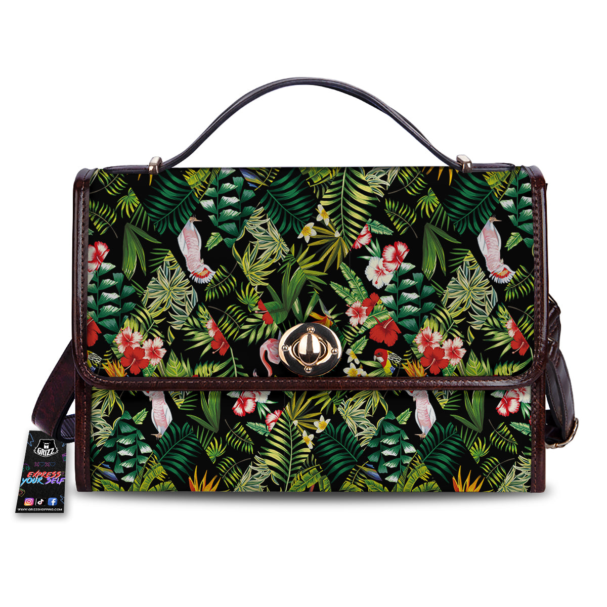 Patchwork Tropical Print Pattern Women's Satchel Bag-grizzshop