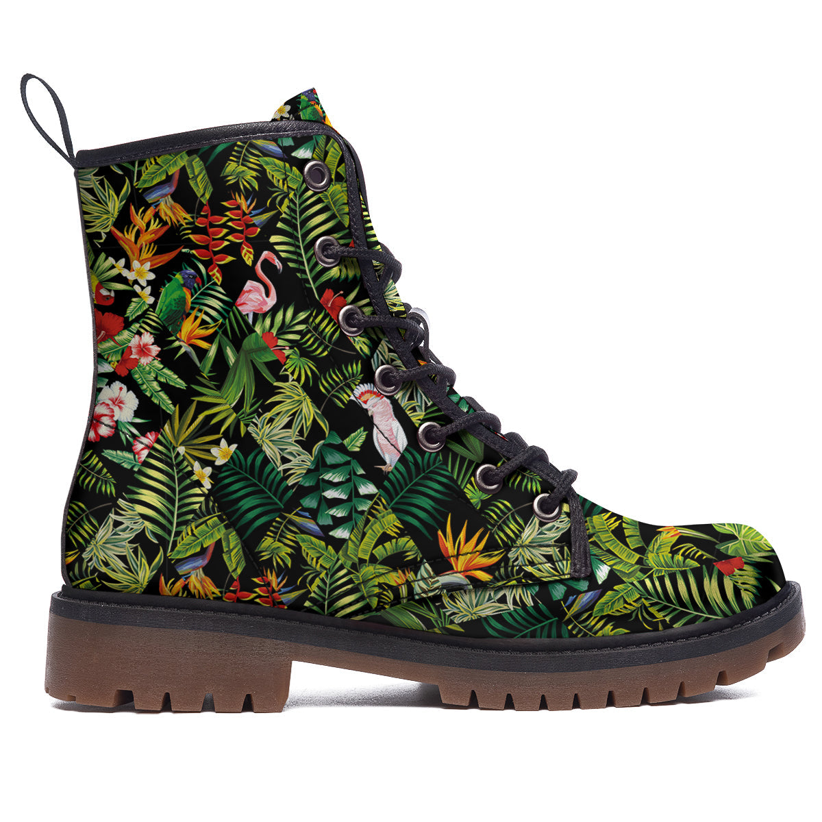 Patchwork Tropical Print Pattern Work Boots-grizzshop