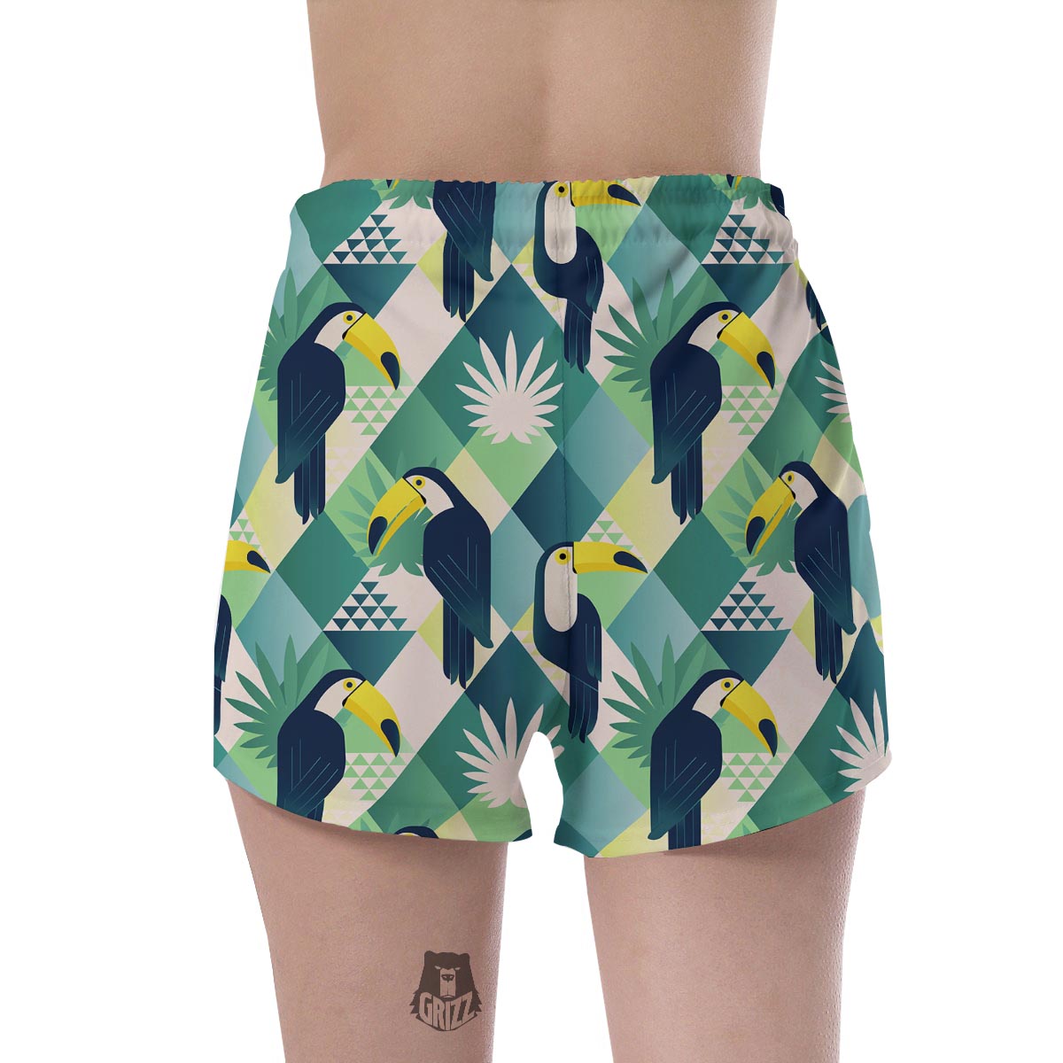 Patchwork Tropical Toucan Print Women's Shorts-grizzshop