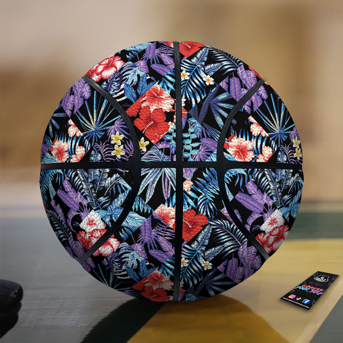 Patchwork Tropical Watercolor Print Pattern Basketball