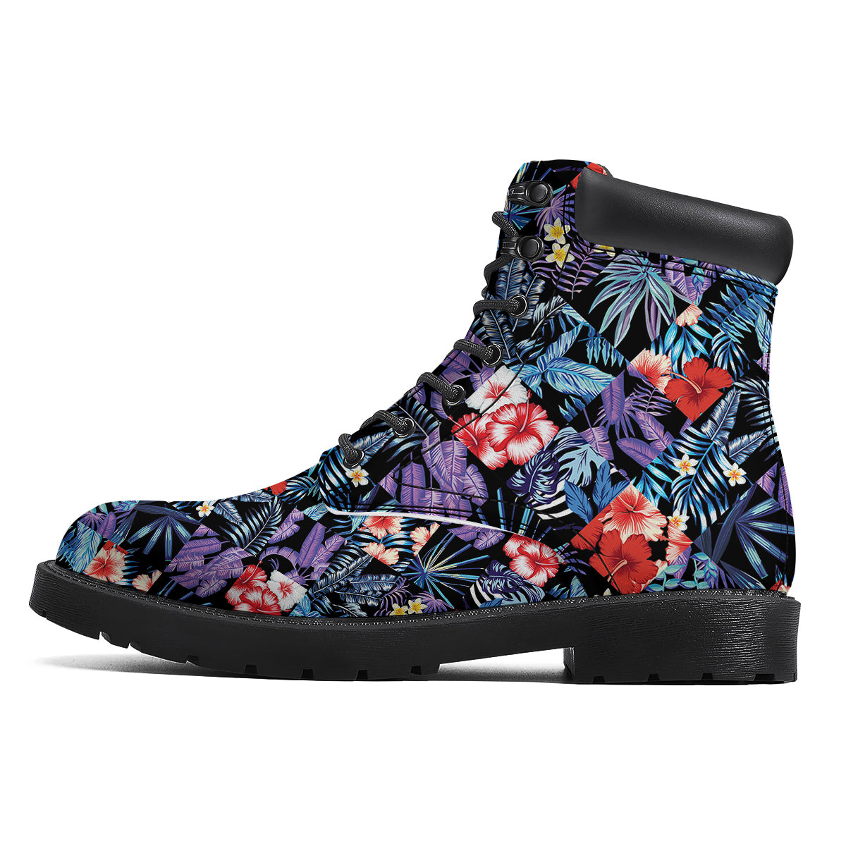 Patchwork Tropical Watercolor Print Pattern Boots-grizzshop