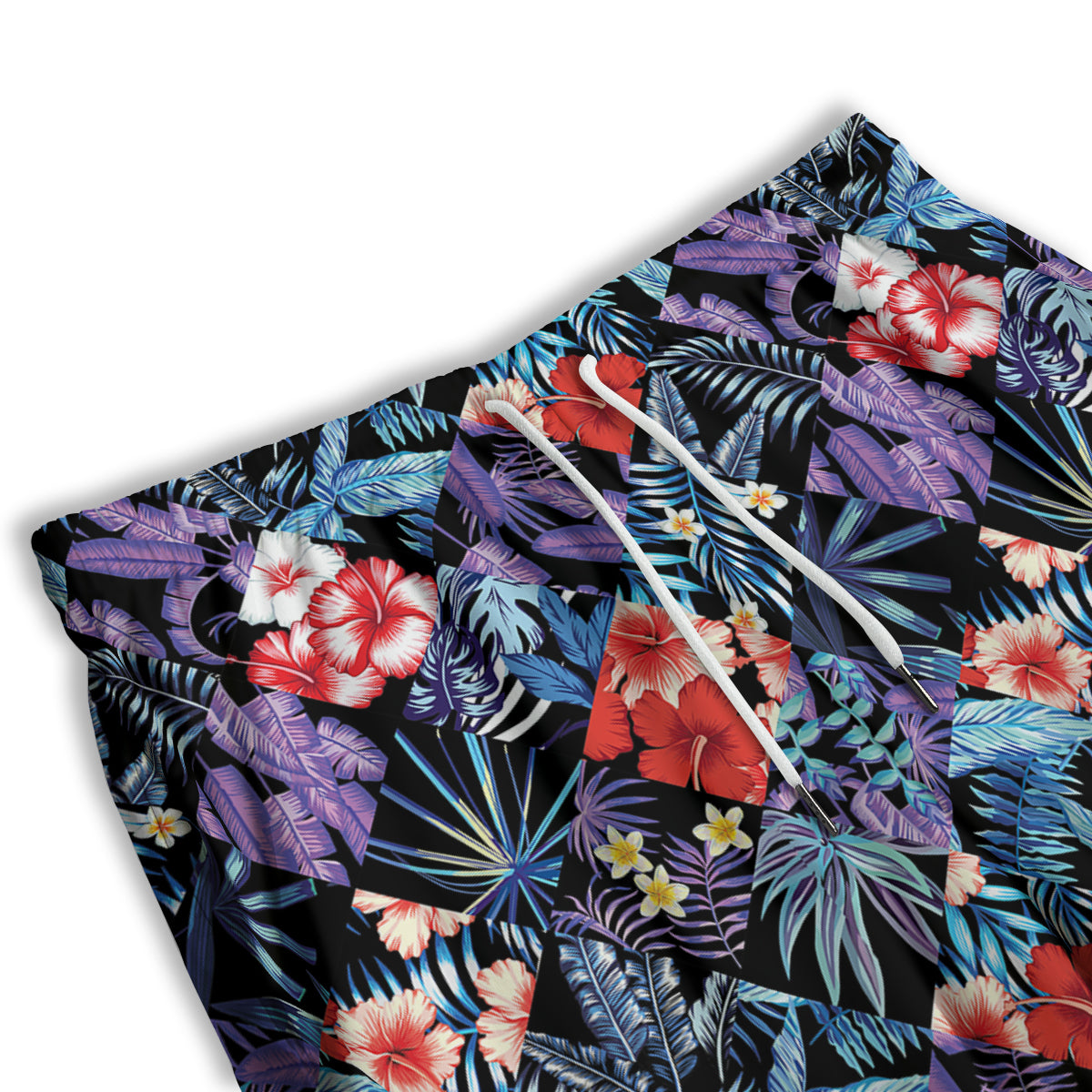 Patchwork Tropical Watercolor Print Pattern Men's Athletic Shorts