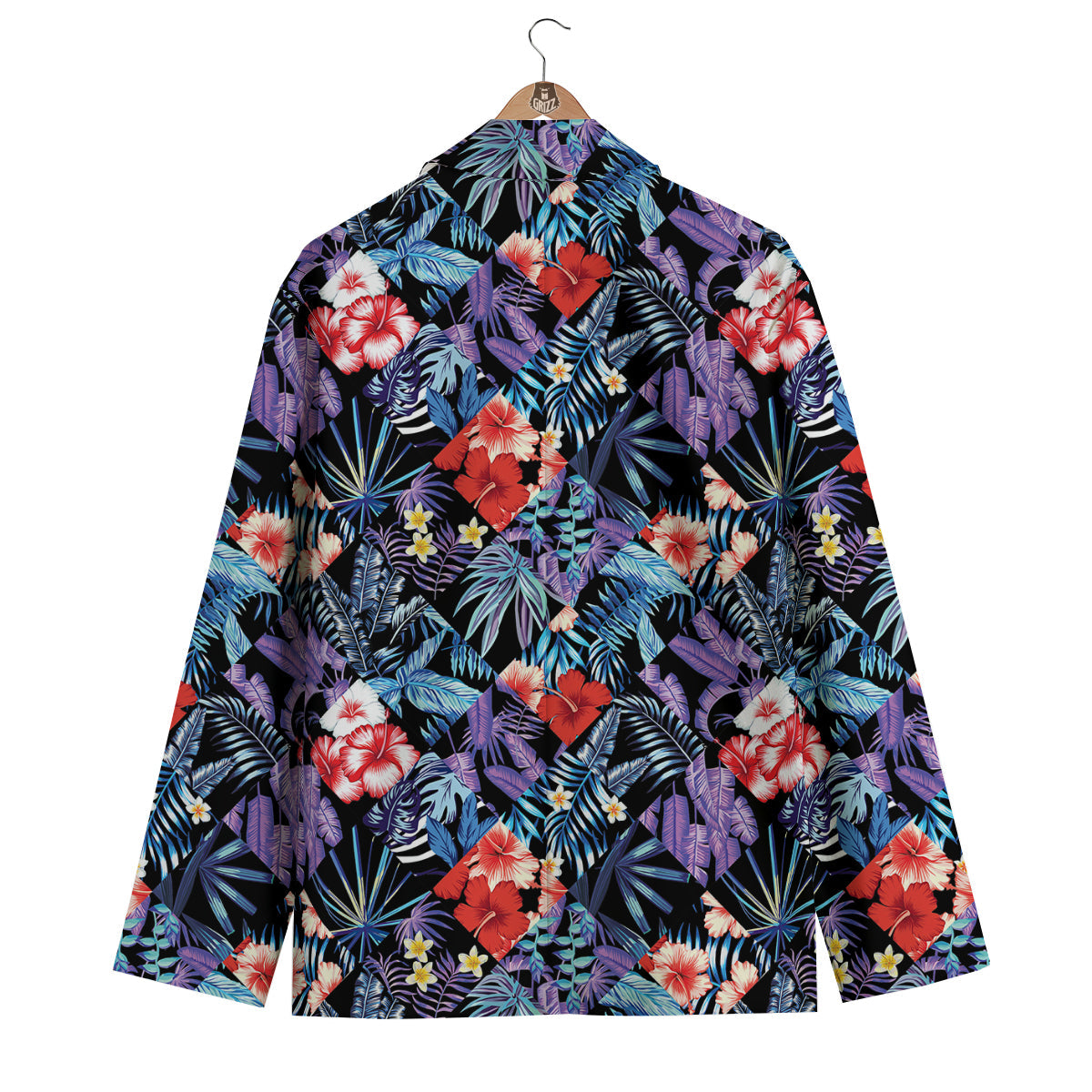 Patchwork Tropical Watercolor Print Pattern Men's Blazer-grizzshop