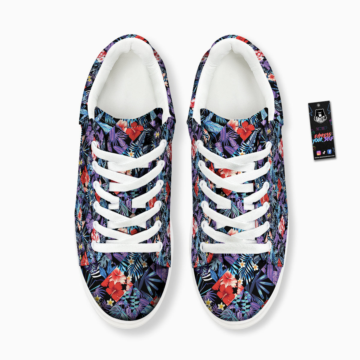 Patchwork Tropical Watercolor Print Pattern Platform Shoes-grizzshop