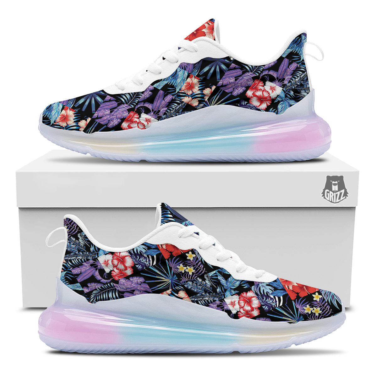 Patchwork Tropical Watercolor Print Pattern Running Sneakers-grizzshop