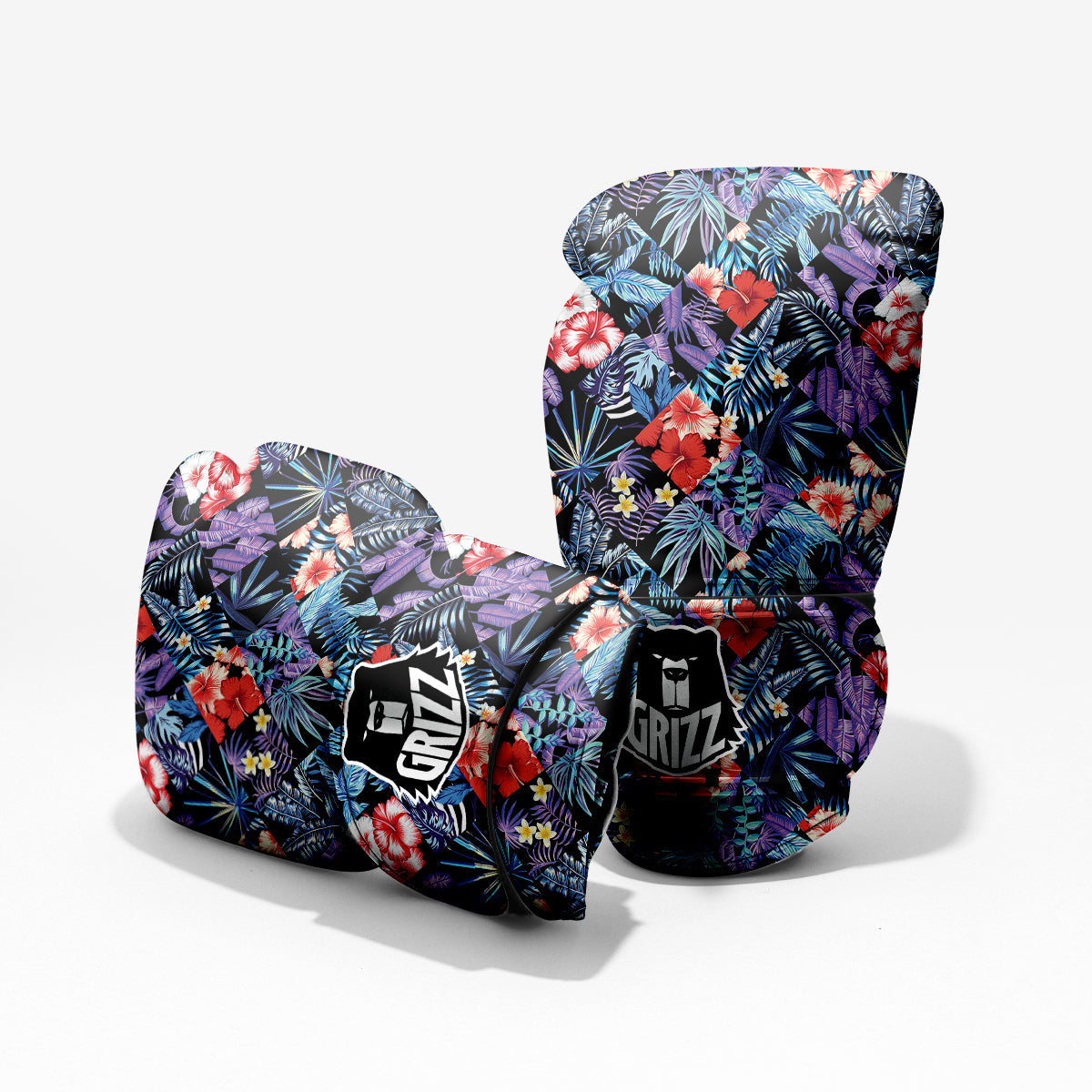 Patchwork Tropical Watercolor Print Pattern Pro Boxing Glove
