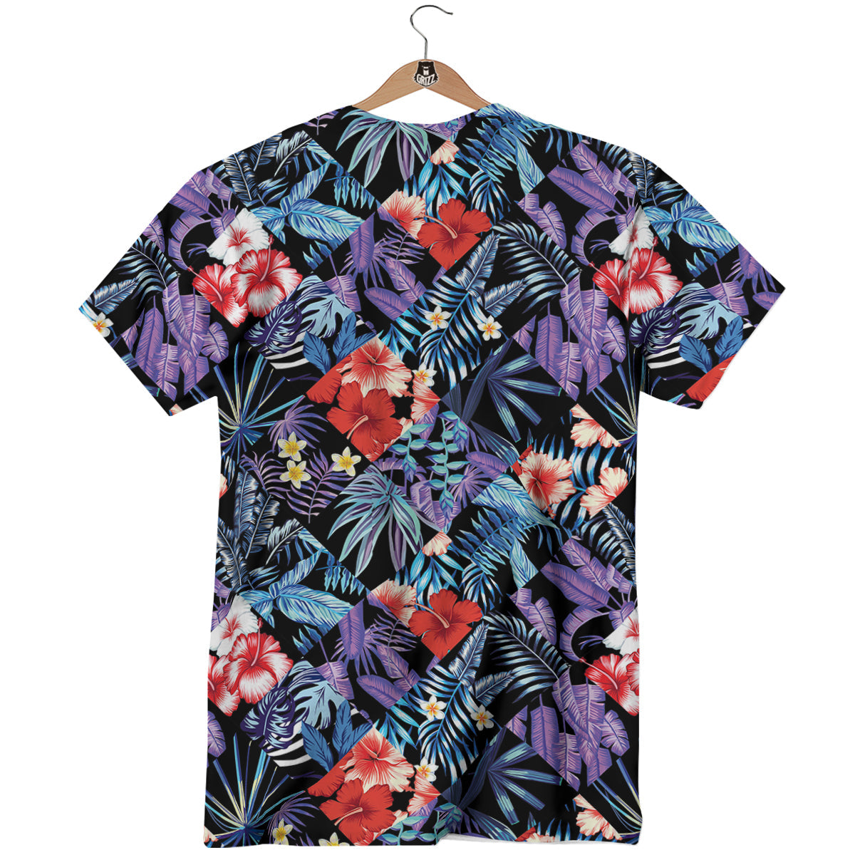 Patchwork Tropical Watercolor Print Pattern T-Shirt-grizzshop