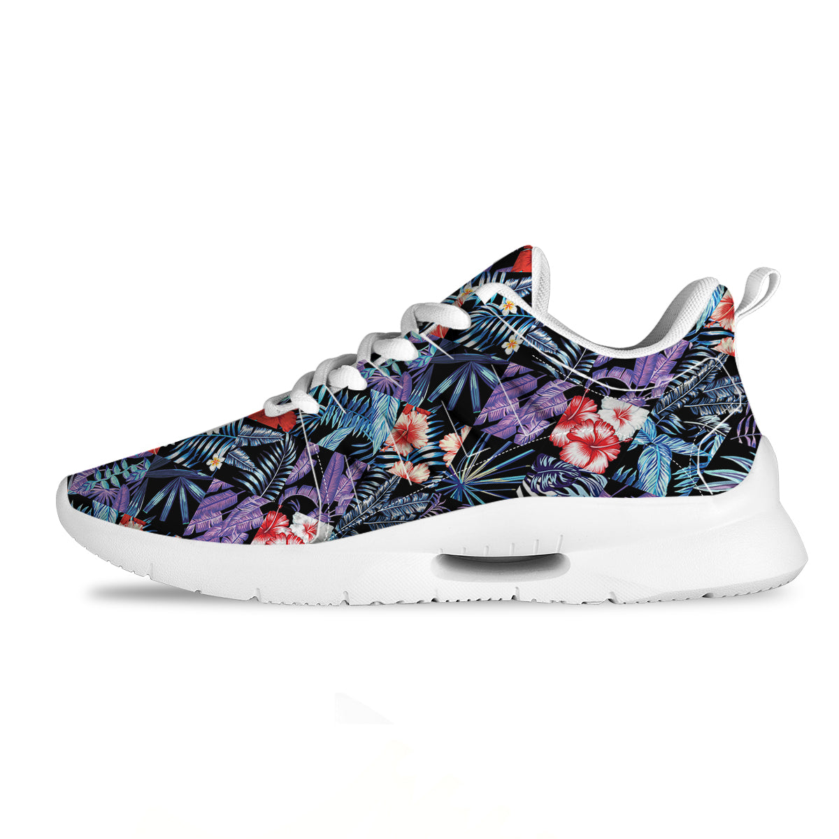 Patchwork Tropical Watercolor Print Pattern Tennis Shoes-grizzshop