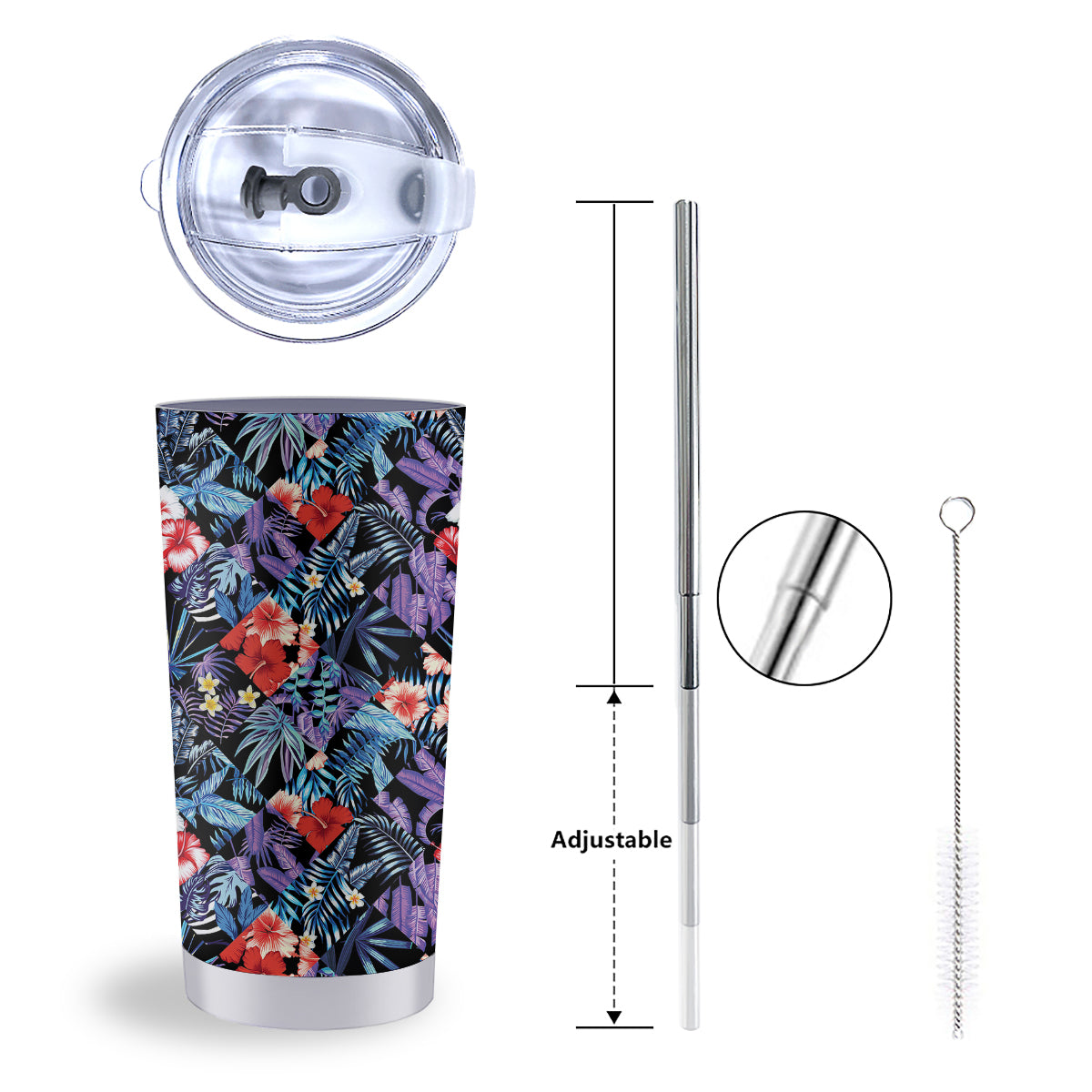 Patchwork Tropical Watercolor Print Pattern Tumbler-grizzshop