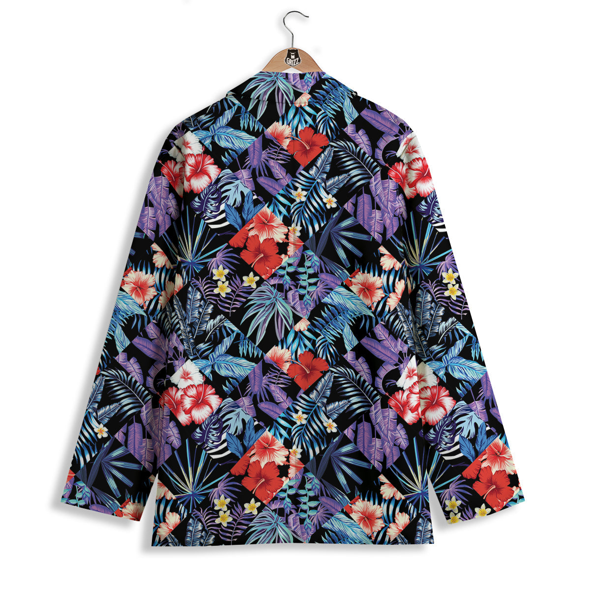 Patchwork Tropical Watercolor Print Pattern Women's Blazer-grizzshop