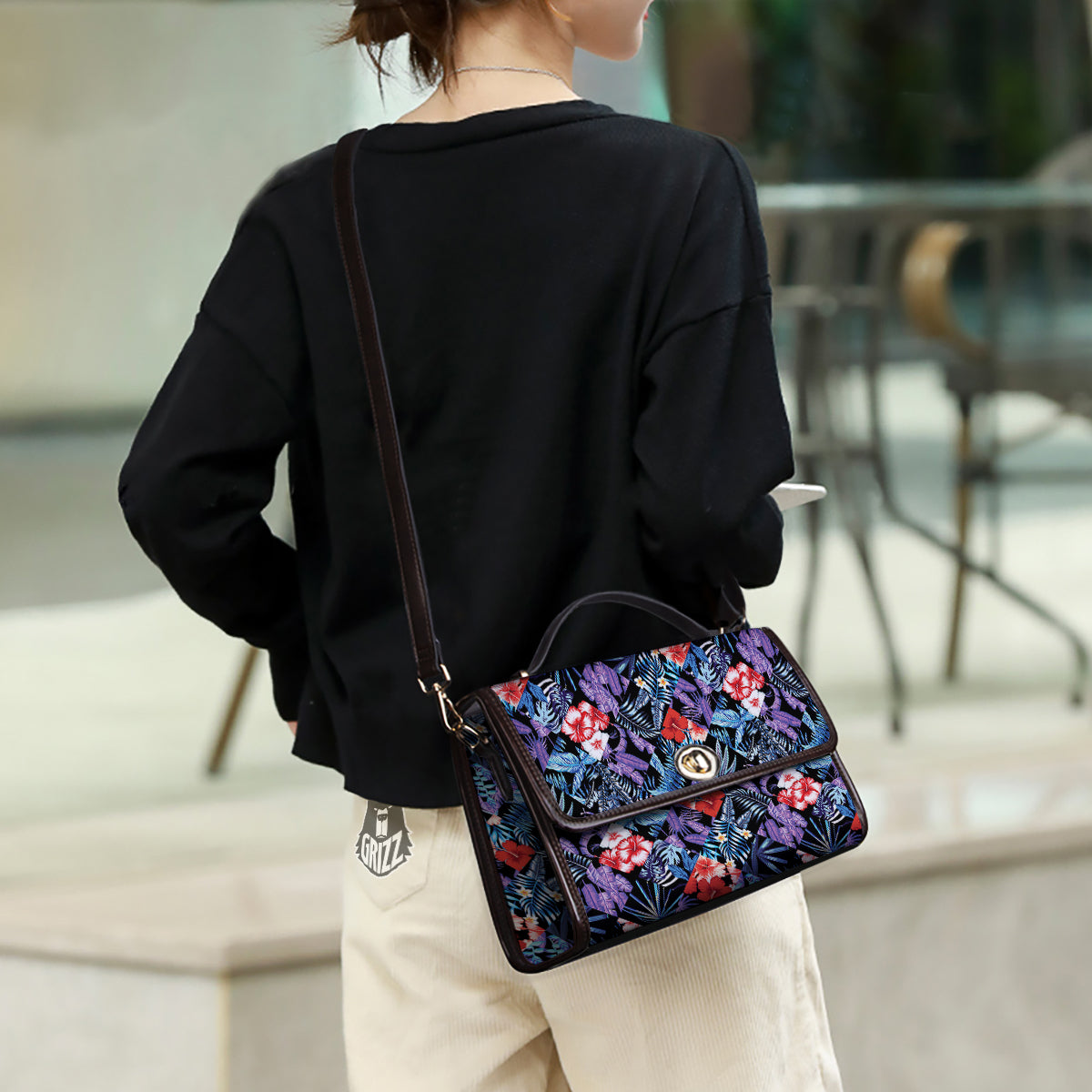 Patchwork Tropical Watercolor Print Pattern Women's Satchel Bag-grizzshop