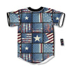 Patchwork USA Denim Print Pattern Baseball Jersey-grizzshop