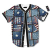 Patchwork USA Denim Print Pattern Baseball Jersey-grizzshop