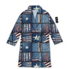 Patchwork USA Denim Print Pattern Bathrobe-grizzshop