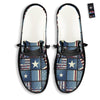 Patchwork USA Denim Print Pattern Black Loafers-grizzshop