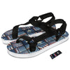 Patchwork USA Denim Print Pattern Black Open Toe Sandals-grizzshop