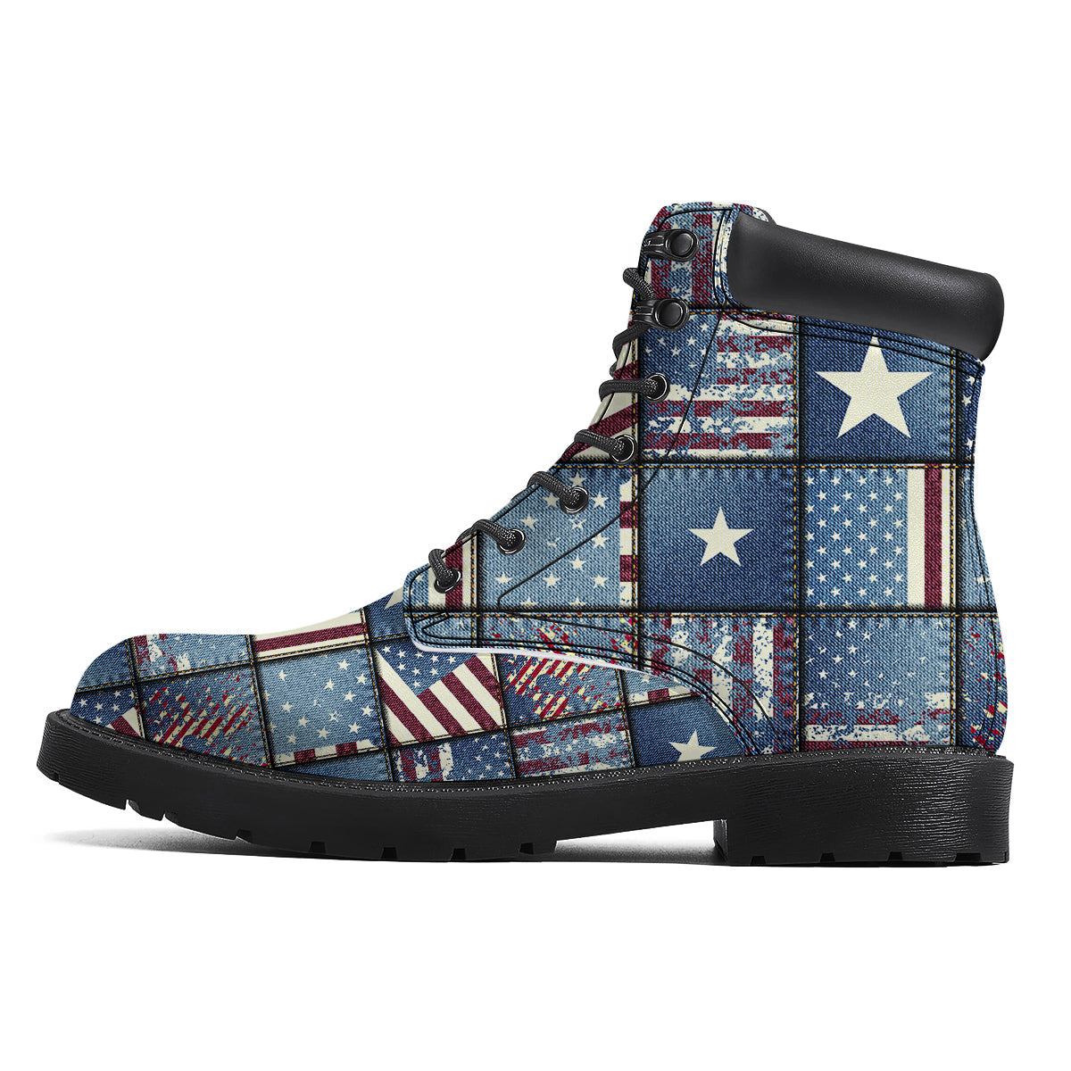 Patchwork USA Denim Print Pattern Boots-grizzshop