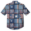 Patchwork USA Denim Print Pattern Button Up Shirt-grizzshop