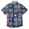 Patchwork USA Denim Print Pattern Button Up Shirt-grizzshop