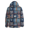 Patchwork USA Denim Print Pattern Down Jacket-grizzshop