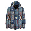 Patchwork USA Denim Print Pattern Down Jacket-grizzshop