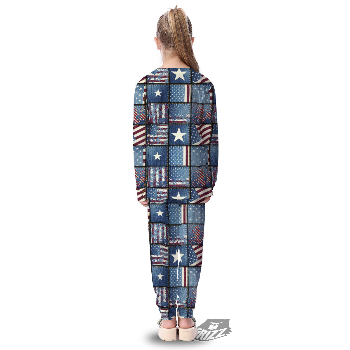 Patchwork USA Denim Print Pattern Kid's Pajamas-grizzshop