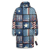 Patchwork USA Denim Print Pattern Long Down Jacket-grizzshop