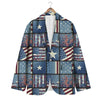 Patchwork USA Denim Print Pattern Men's Blazer-grizzshop