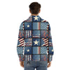 Patchwork USA Denim Print Pattern Men's Dress Shirts-grizzshop