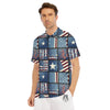 Patchwork USA Denim Print Pattern Men's Golf Shirts-grizzshop