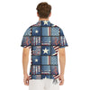 Patchwork USA Denim Print Pattern Men's Golf Shirts-grizzshop