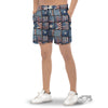 Patchwork USA Denim Print Pattern Men's Gym Shorts-grizzshop