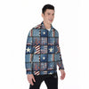 Patchwork USA Denim Print Pattern Men's Long Sleeve Shirts-grizzshop