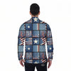 Patchwork USA Denim Print Pattern Men's Long Sleeve Shirts-grizzshop