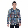 Patchwork USA Denim Print Pattern Men's Long Sleeve Shirts-grizzshop