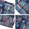 Patchwork USA Denim Print Pattern Men's Running Shorts-grizzshop