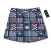 Patchwork USA Denim Print Pattern Men's Running Shorts-grizzshop