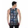 Patchwork USA Denim Print Pattern Men's Tank Top-grizzshop