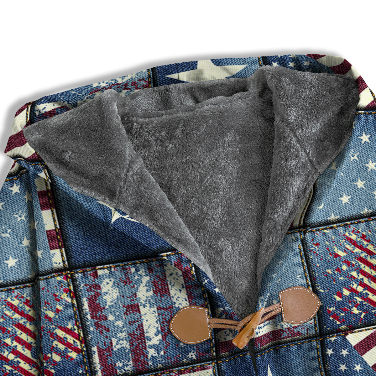 Patchwork USA Denim Print Pattern Men's Windbreaker Jacket-grizzshop