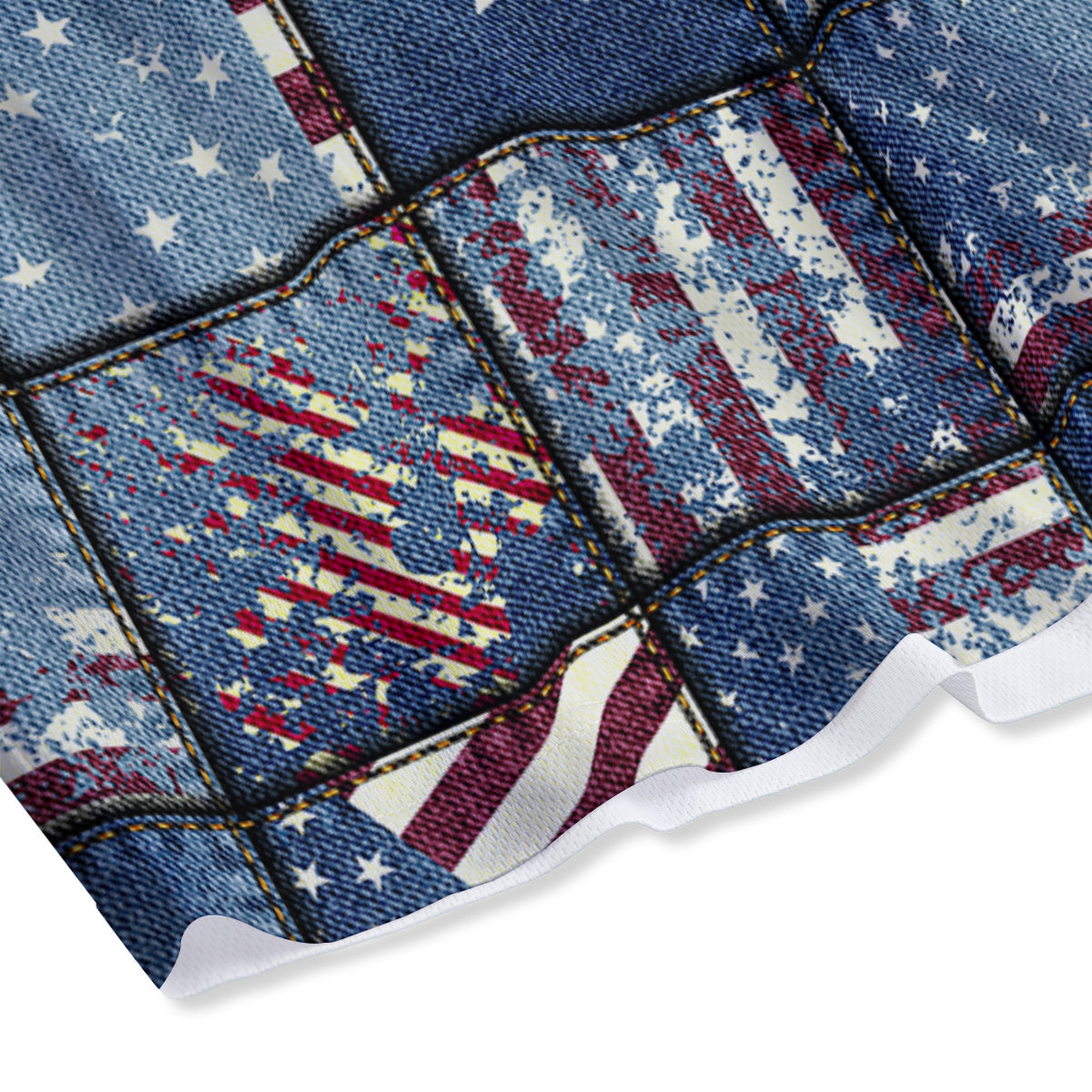 Patchwork USA Denim Print Pattern Mesh Shorts-grizzshop