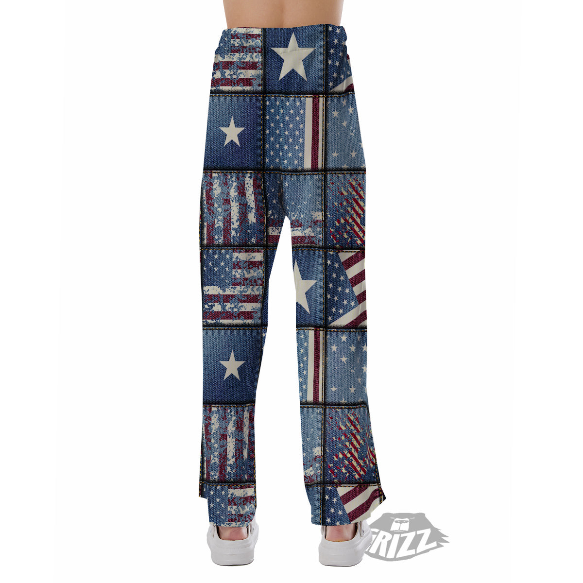 Patchwork USA Denim Print Pattern Pajama Pants-grizzshop